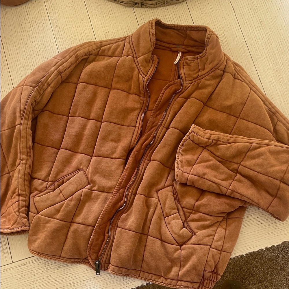 Free People Tan Quilted Jacket
